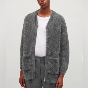 COS Oversized Gray Mohair Sweater Cardigan